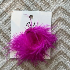Zara Fuchsia Feather Cuff Bracelet